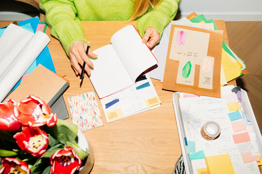 Woman Writing Notes. Creative Process 