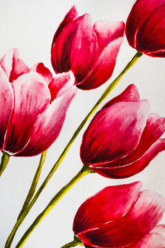 Red Tulips handmade paint