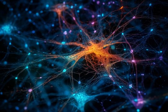illustration of neuronal Neural Networks. AI generative