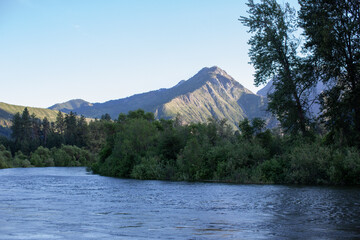 River with Mountain and trees in background
