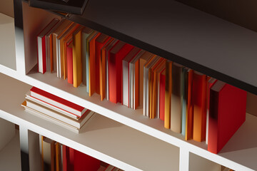 Modern bookshelf with books