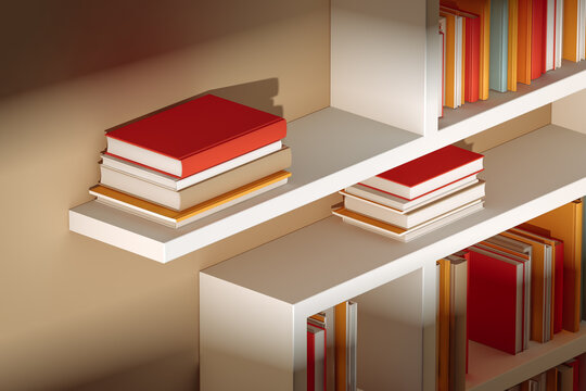 Modern bookshelf with books