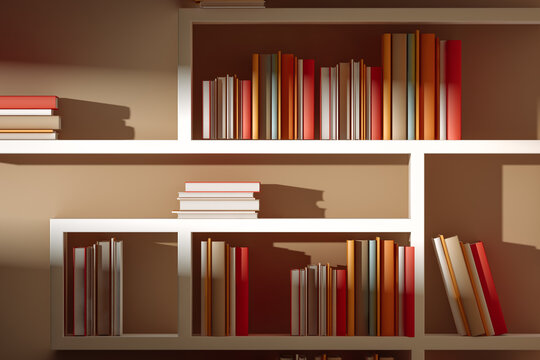 Modern bookshelf with books