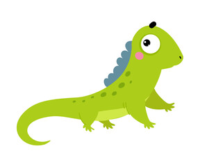 Happy Green Iguana Animal with Long Tail Vector Illustration