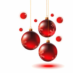 red christmas balls with ribbon
