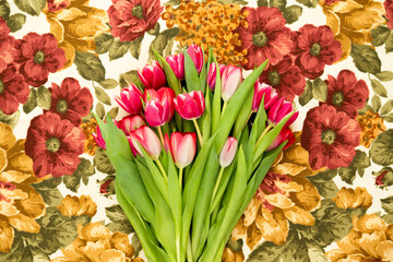 Red tulips flower bouquet