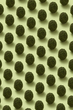 Creative pattern of natural mossy Easter eggs.