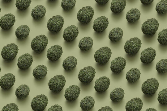 Pattern of organic green moss Easter eggs.