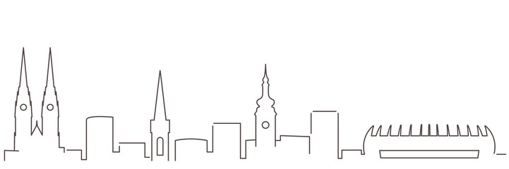 Zagreb Dark Line Simple Minimalist Skyline With White Background