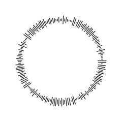 Record wave in ring shape. Circular soundwave sign. Round voice message, audio file isolated on white background. Messenger, podcast mobile app, media player radial element. Vector illustration