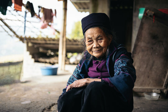 Local people: Hmong older woman in traditional clothing