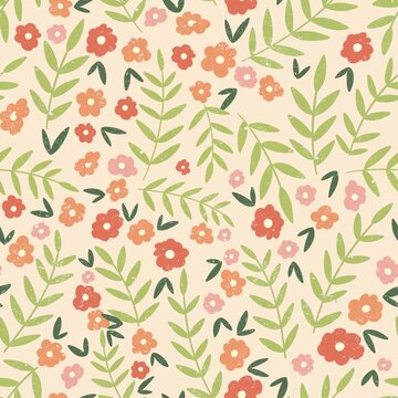 Illustration of twigs and flowers on a solid background