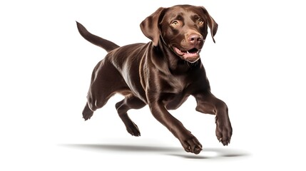 chocolate labrador retriever running towards the camera.