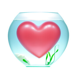 heart symbol in the aquarium. generative ai