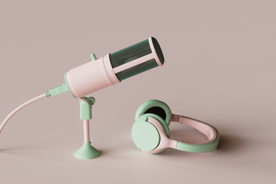 Green and Pink Microphone and Headset
