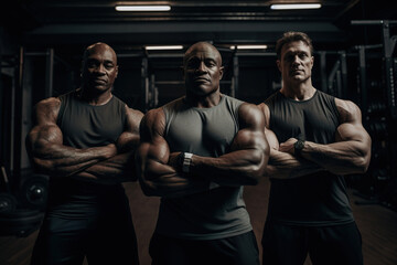 Fototapeta na wymiar Advertising shot of a extreme bodybuilders in the gym. Concept extreme gym. Generative AI