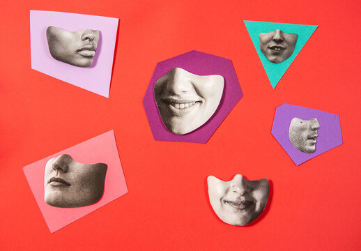 Anonymous faces with bold colors