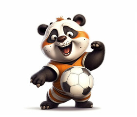 Panda bear portrait cartoon soccer player