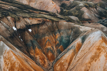 Texture And Colorful Landscape In Landmannalaugar Iceland