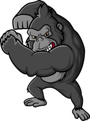a big and strong gorilla posing and ready to fight