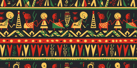 Hand drawn tribal seamless pattern for Juneteenth