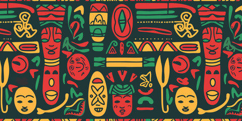 Hand drawn tribal seamless pattern for Juneteenth