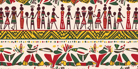 Juneteenth tribal pattern in hand drawn flat design