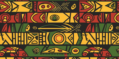 Juneteenth tribal pattern in hand drawn flat design