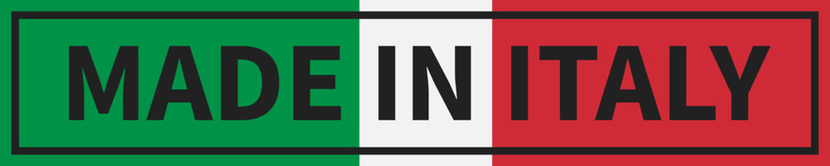 Made In Italy With Green White Red Italy Flag And Rectangle Shape For Product Guarantee