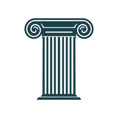 Column, ancient Greek pillar icon of legal attorney or law office and legislation firm, vector symbol. Column pillar sign of lawyer notary, justice and legislation or judicial education university