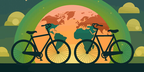 Fototapeta na wymiar World Bicycle Day in creative flat illustration