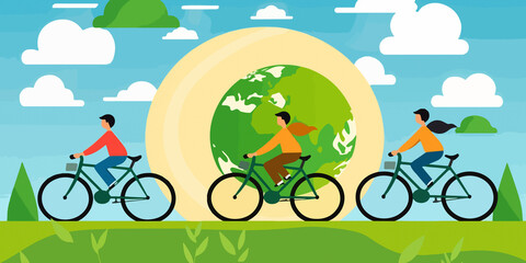Fototapeta na wymiar World Bicycle Day in creative flat illustration