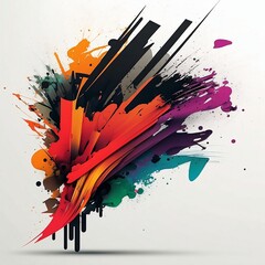 An abstract design with bold brush strokes and splatters of color, which creates an energetic and dynamic look.