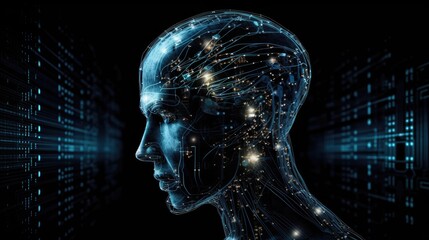 Obraz premium Artificial intelligence, AI, Generative AI, Generative, human