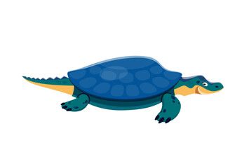 Cartoon Henodus dinosaur character. Paleontology sea reptile or dinosaur, isolated Mesozoic era extinct turtle. Prehistoric aquatic animal or creature vector comic personage with shell armor