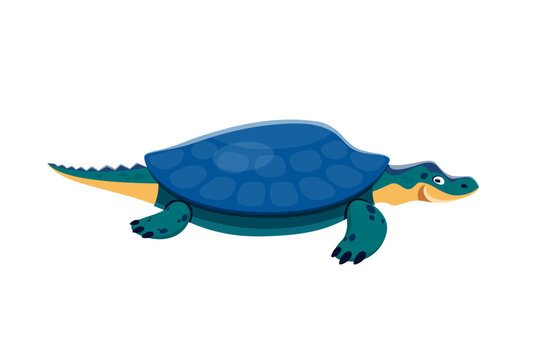 Cartoon Henodus dinosaur character. Paleontology sea reptile or dinosaur, isolated Mesozoic era extinct turtle. Prehistoric aquatic animal or creature vector comic personage with shell armor
