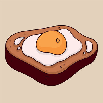 Sandwich. Breakfast of eggs and bread. Illustration a piece of bread with an egg