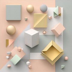 A minimalist design with simple geometric shapes in pastel colors, which creates a clean and modern look.