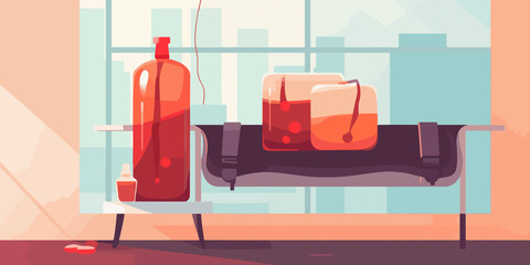 Artistic flat depiction of blood donation concept