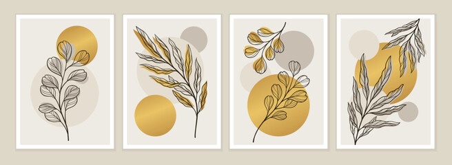 Botanical abstract leaves wall art