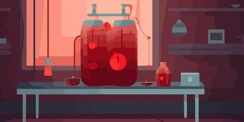 Artistic flat depiction of blood donation concept