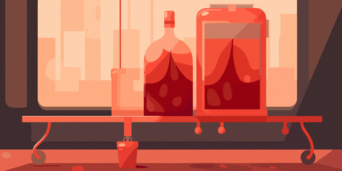 Artistic flat depiction of blood donation concept