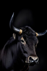 Naklejka premium Big Bull , power animal wildlife , Horns strong . Generative ai