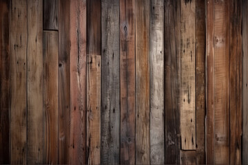 Wooden background texture of vertical planks with dark distressed maple