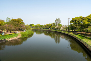 Fototapeta na wymiar 鶴生田川の風景
