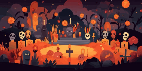 colorful day of the dead altar concept background