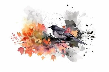 bird perched on a tree branch. Generative AI