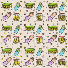 Ramadan doodle seamless pattern vector design. Ramadan concept design vector. Suitable for greeting card, poster and banner. 