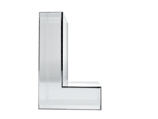 Letter L transparent glass. Background transparent in png.