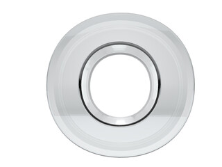 Letter O transparent glass. Background transparent in png.